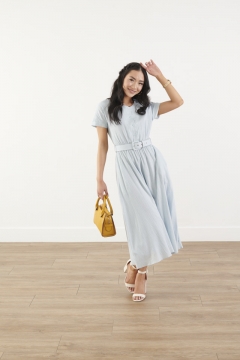 Dolman-Sleeve Belt Dress